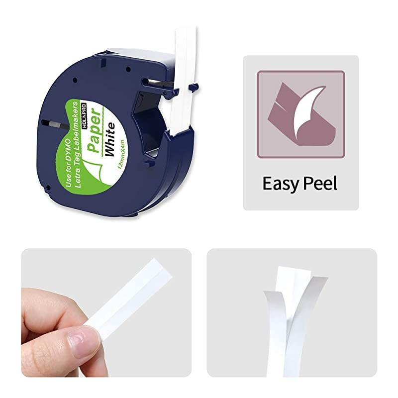 Compatible Label Tape Replacement for DYMO LetraTag Refills 91330 10697 Black on White SelfAdhesive Paper Tape for DYMO Label Maker QX50 LT100T LT100H 12 Inch x 13 feet 3 Pack