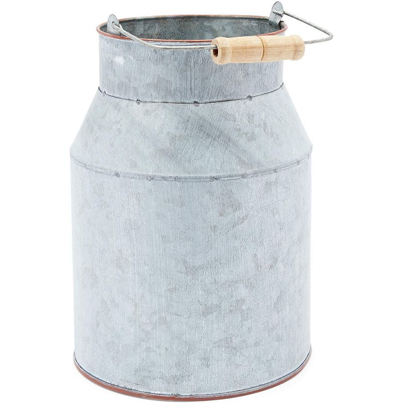 Farmlyn Creek Rustic Galvanized Metal Milk Can Planter, Farmhouse Flower Vase (5.5 x 8 x 4.3 in)