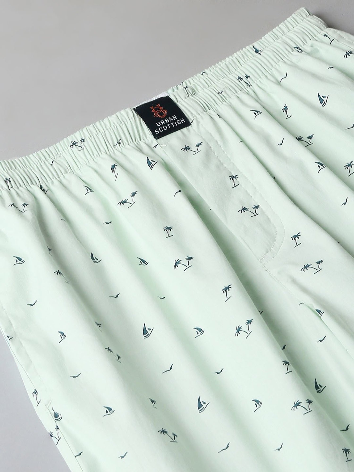 Urban Scottish Mint Green Cotton Regular fit Print Nightwear Pyjamas