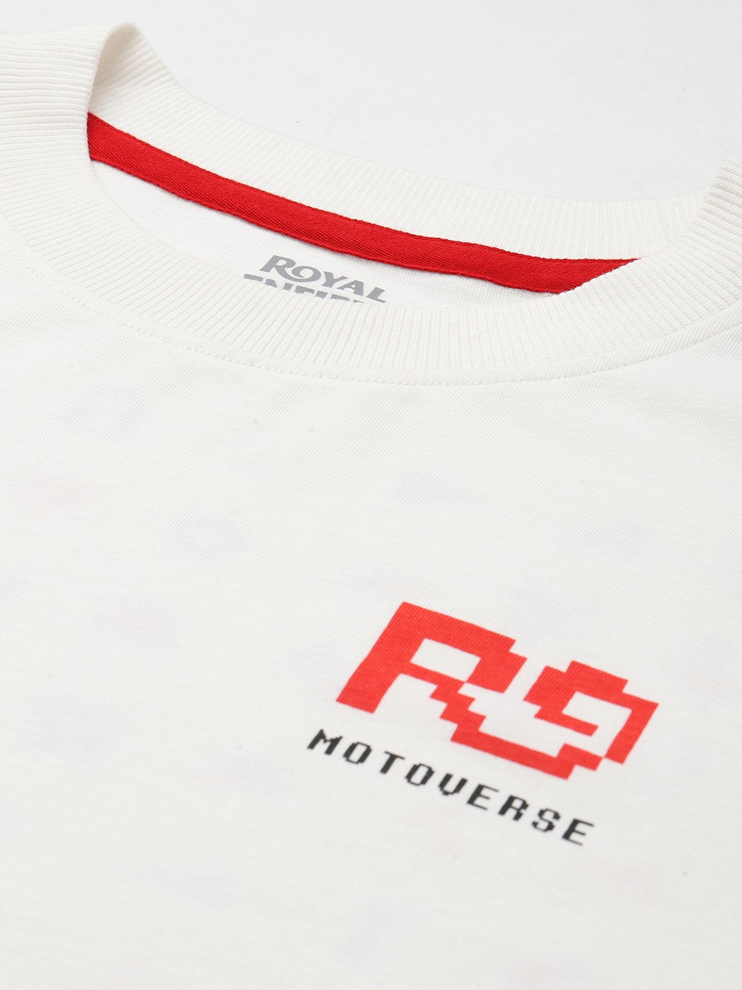 Royal Enfield Moto Emoji White Regular Fit Printed Oversized Crew T-Shirt