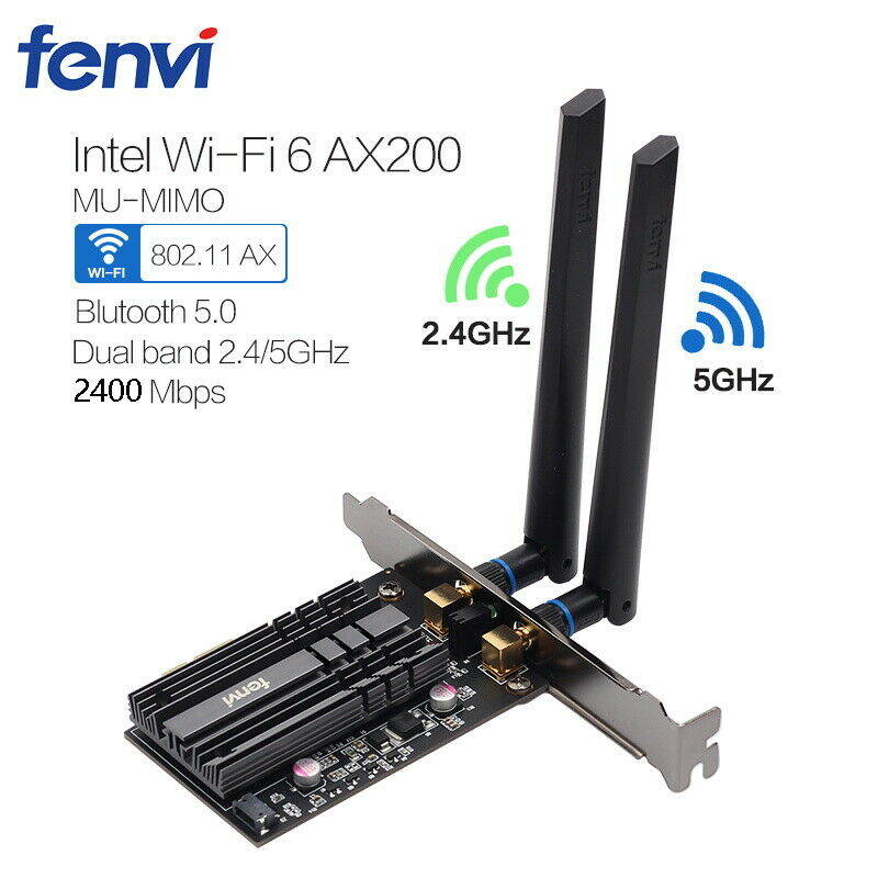 Intel AX200NGW Desktop Bluetooth 5.0 MU-MIMO 2.4 GHz/5 GHz Adapter WiFi 6 Card