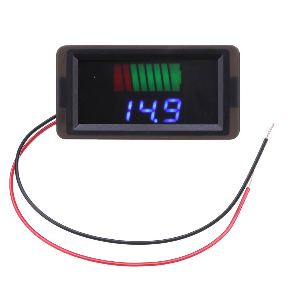 5Pcs Waterproof 12-60V Electric Universal Battery Voltage Meter Battery Power Indicator 12V/24V/36V/48V - Blue