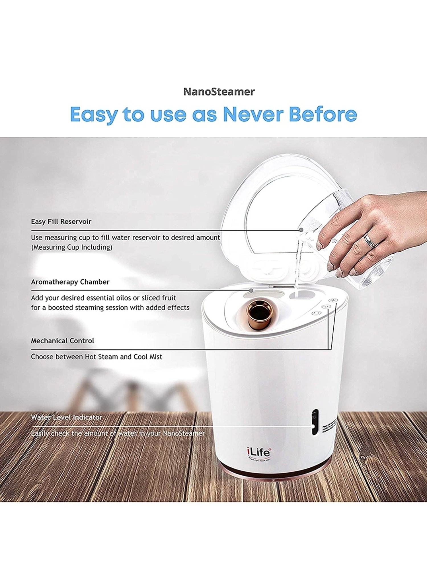 ILIFE NanoSteamer Professional 4-in-1 Facial Steamer (White)