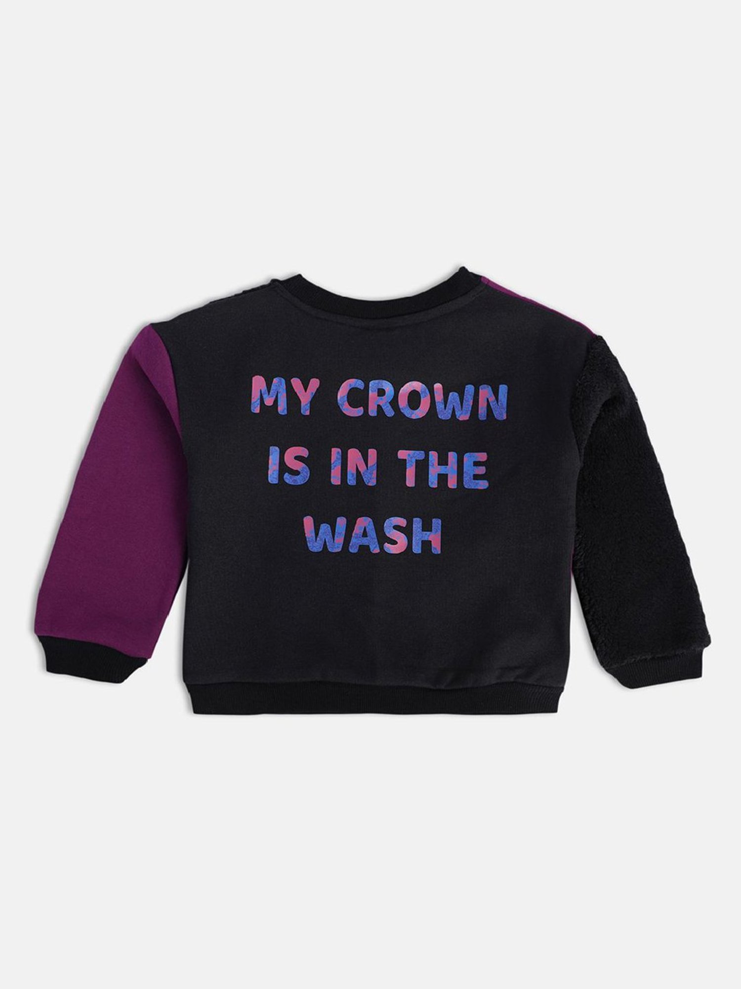 MINIKLUB Kids Black Color Block Full Sleeves Sweater