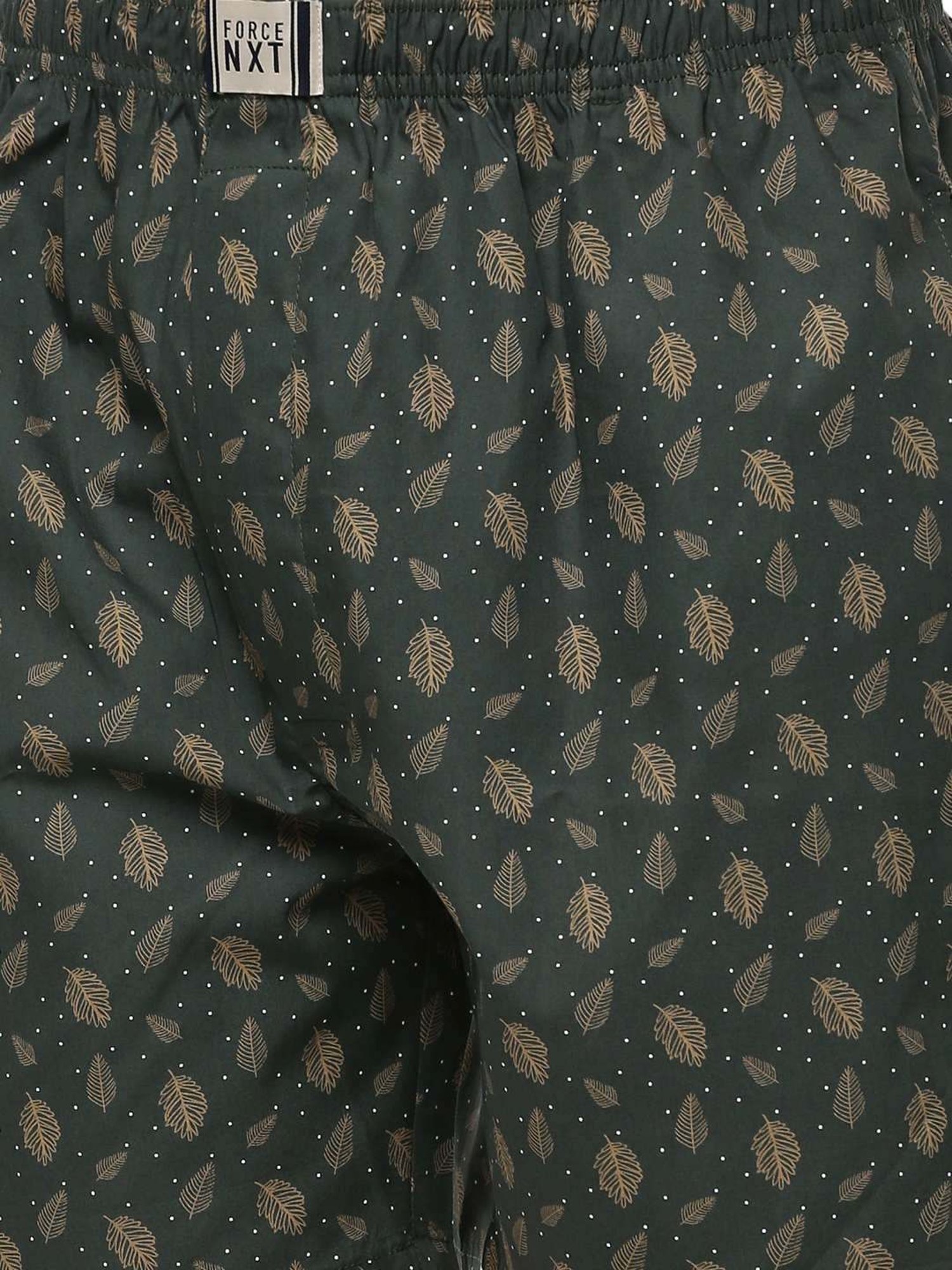 Force NXT Green Cotton Regular Fit Printed Boxers