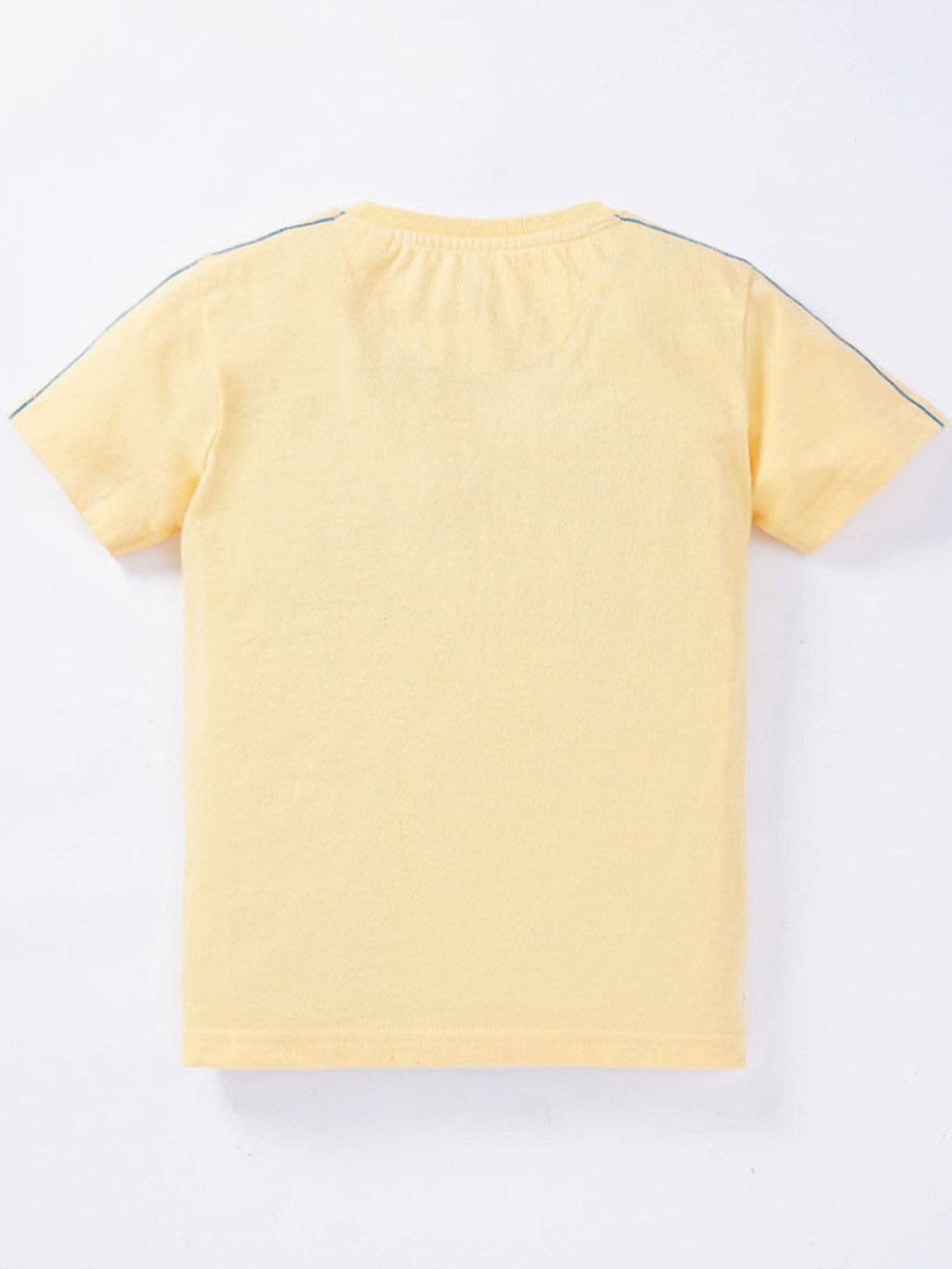 Ed-a-Mamma Kids Yellow Cotton Embroidered T-Shirt