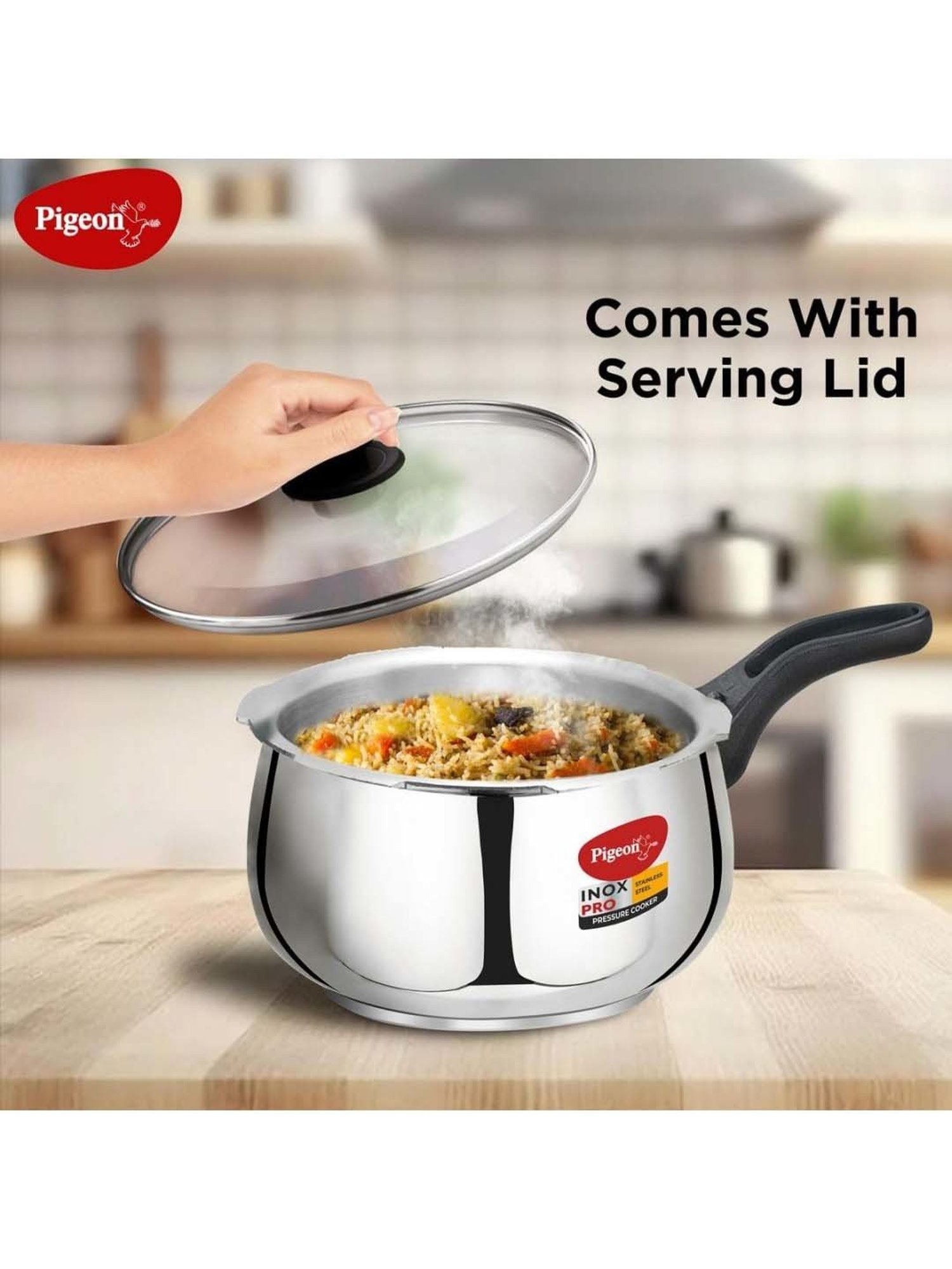 Pigeon Silver Stainless Steel Induction Inox Pro Pressure Cooker (5 L)