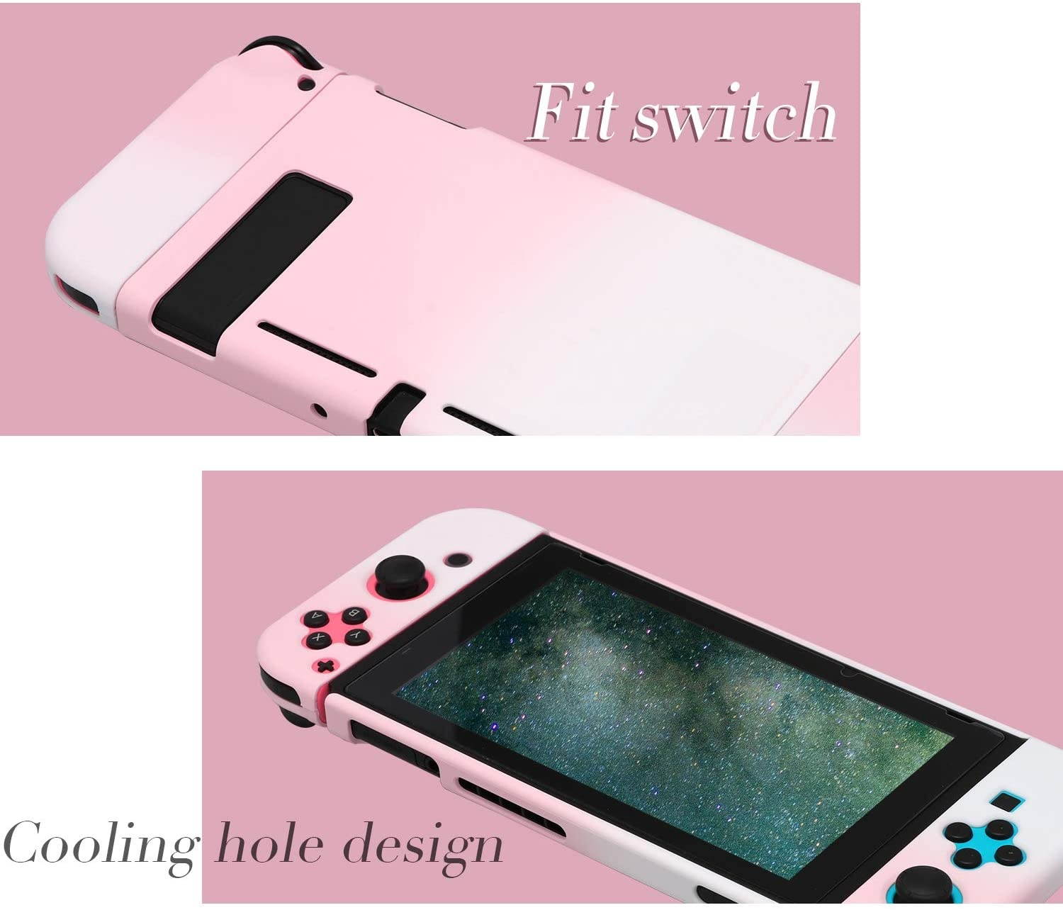 Dockable Case for Nintendo Switch, Hard Case for Nintendo Switch - Pink White