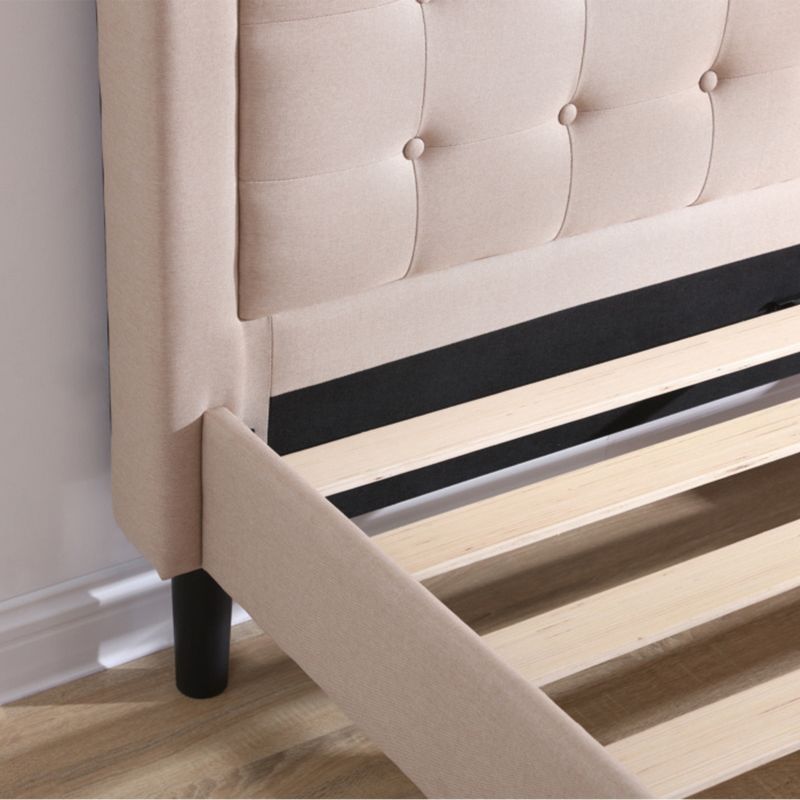 Classic Brands Mornington Modern Contemporary Style Button Tufted Headboard Upholstered Rails Low Profile Platform Bed Frame, Queen, Grey