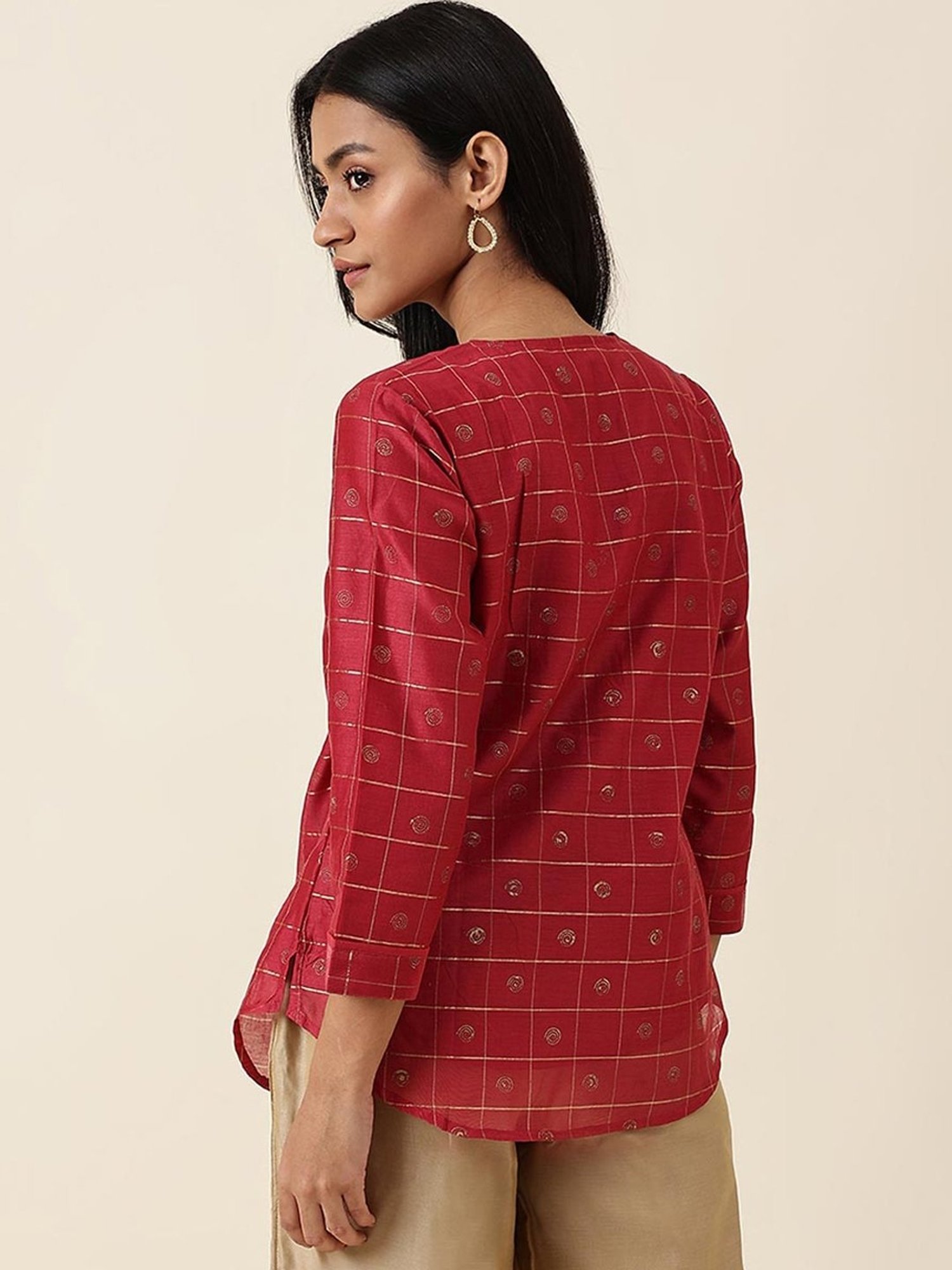Fabindia Maroon Printed Top
