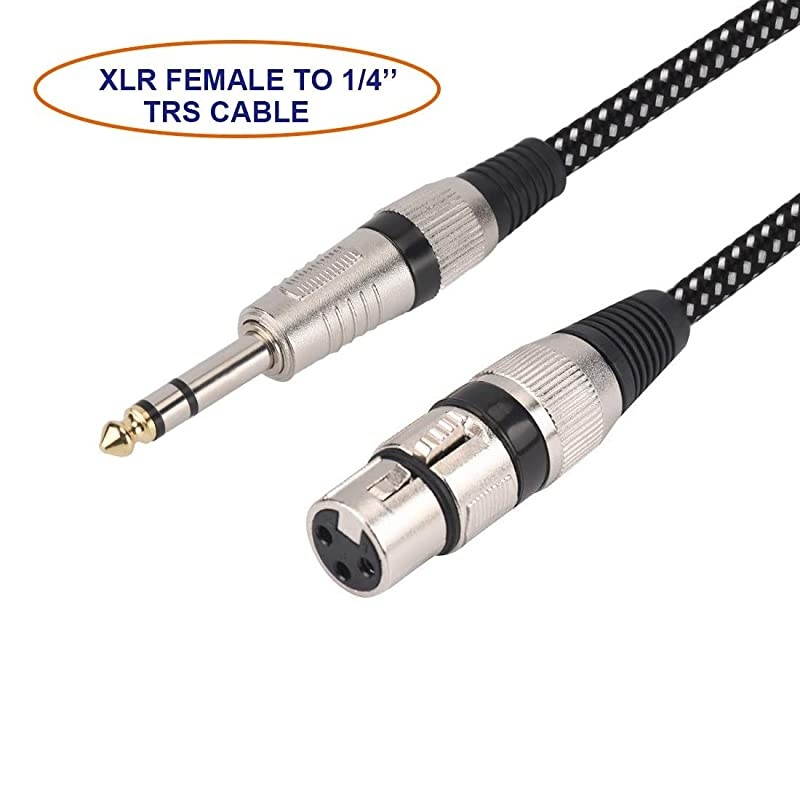 Female to 14 Inch TRS Cables 6 FT Nylong Braided 3 Pin Female to 635mm TRS Male Balanced Interconnect Wire Mic Cord for Dynamic Microphone Pure Copper Conductors