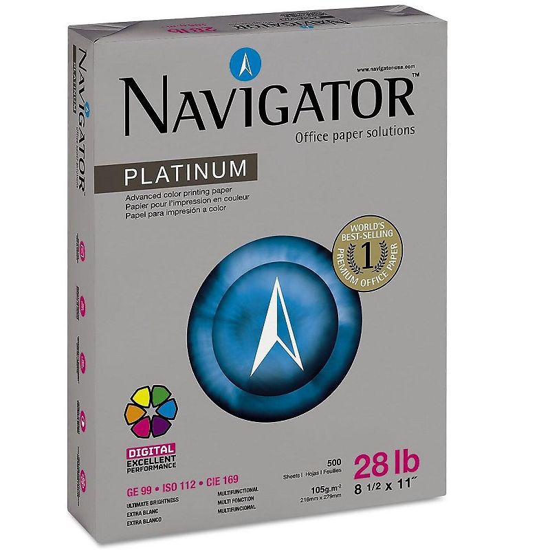 Navigator Platinum Paper 99 Brightness 28lb 8-1/2 x 11 White 500 Sheets/Ream NPL1128