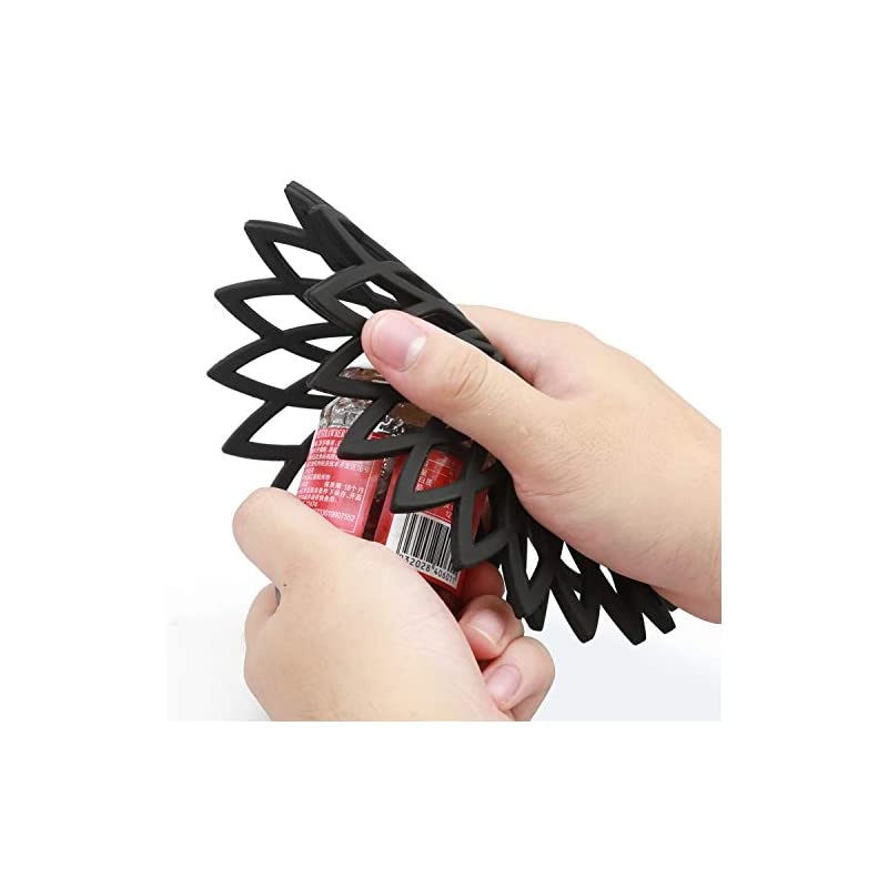 Silicone Trivets for hot dishes and Cookware，Flexible Carved trivets Mats for hot pots and pans - Durable Non Slip Coasters Set of 3 (Black)