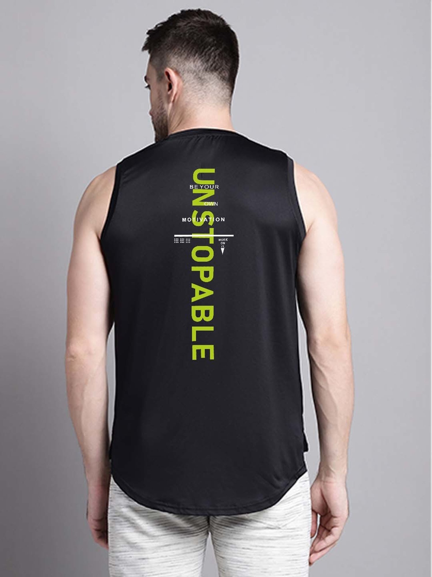 Friskers Black Regular Fit Graphic Sports Vest