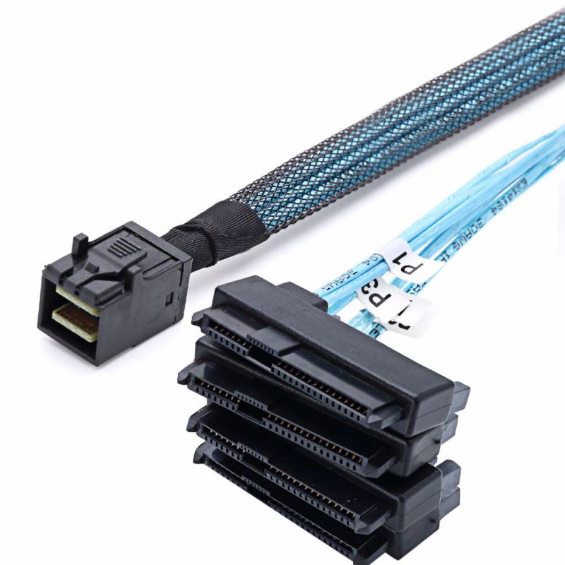Weastlinks SAS SATA Cables SFF-8643 To 4 SFF-8482 Internal Mini SAS HD to 4 29pin SFF-8482 connector with SAS 15pin Power Port 12GB/S Cable