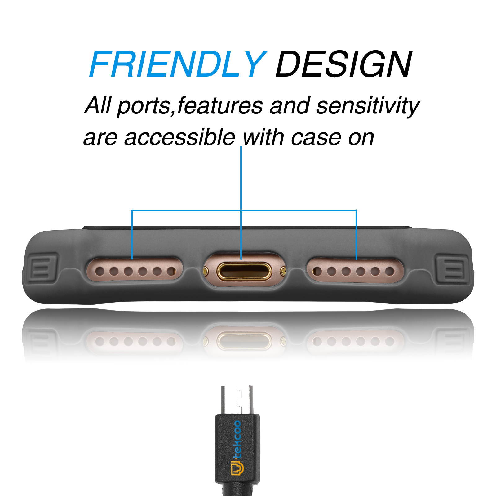 Tekcoo for iPhone 8 Case/iPhone 7 Cute Case, [Tmajor] Shock Absorbing Cases [Blue] Hybrid Bumper Sturdy Defender Rugged Cases Cover Plastic Outer & Rubber Silicone Inner