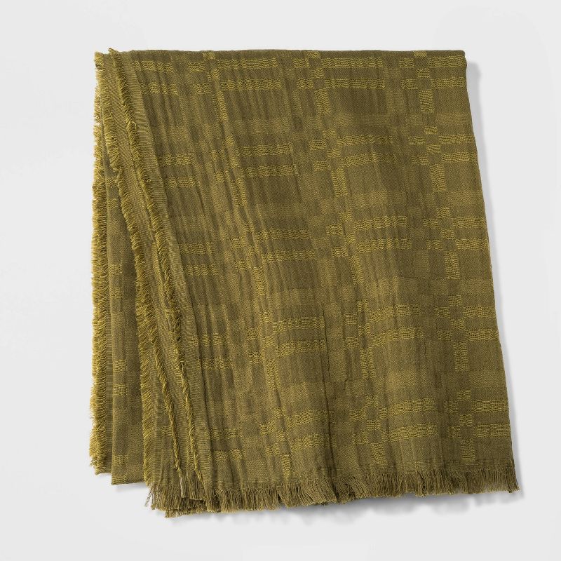 Women's Plaid Oversized Square Scarf - Universal Thread™ Olive Green