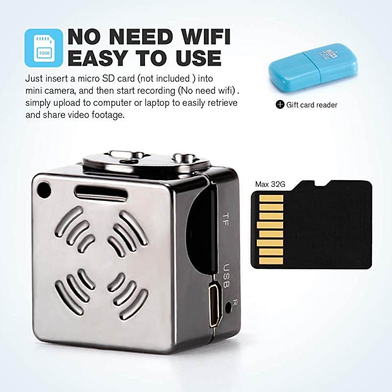 Camera 1080P Wireless Hidden, Portable Small Covert Home Nanny Cam with Night Vision and Motion Detection, Indoor/Outdoor Micro Security Surveillance Mini Hidden Camera