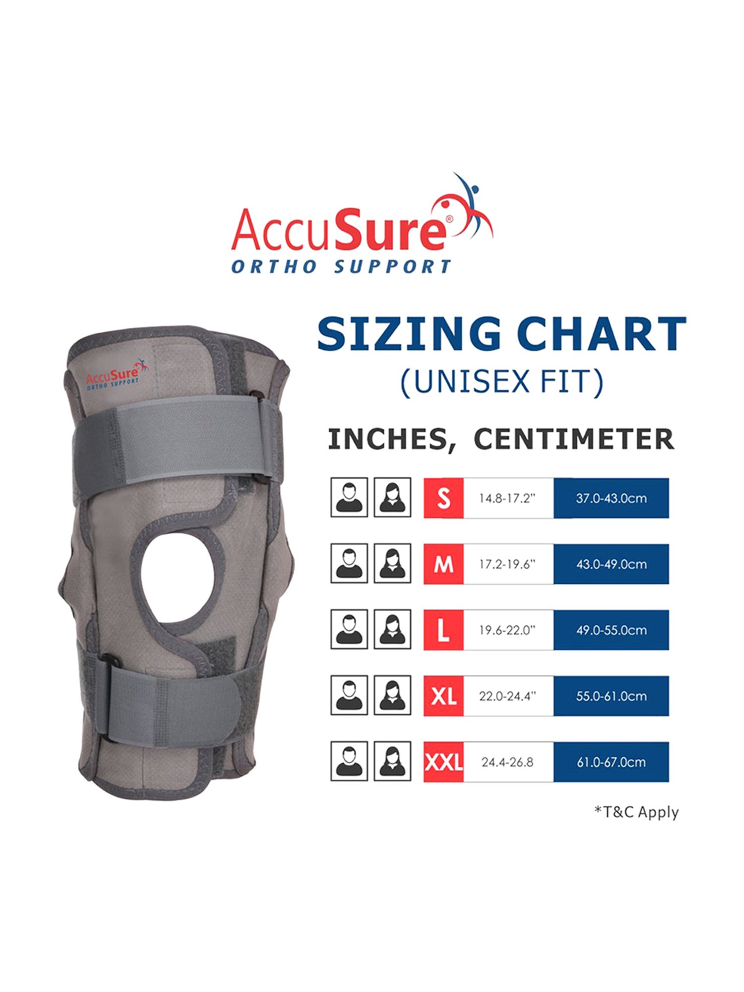 AccuSure Bi-Axial Heavy Duty muscle Joint Protection Functional Knee Support - Size-XXL