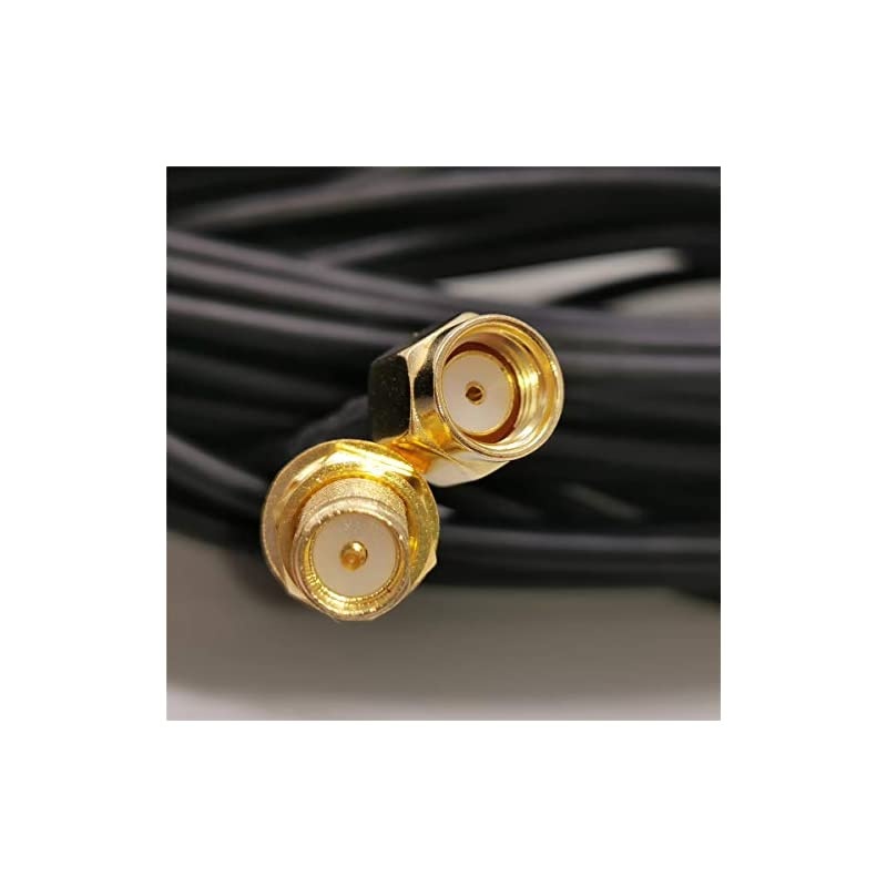 RP-SMA Male to Female WiFi Antenna Connector Extension Cable Black (10ft)