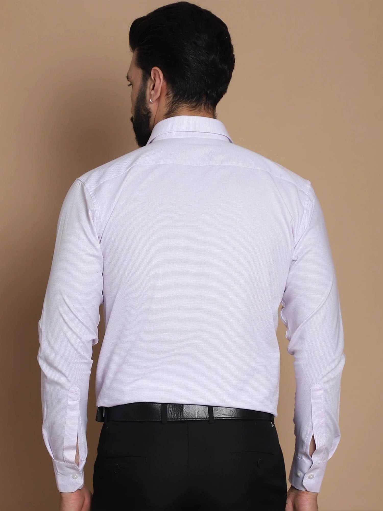 Tag 7 Lavender Cotton Regular Fit Texture Shirt