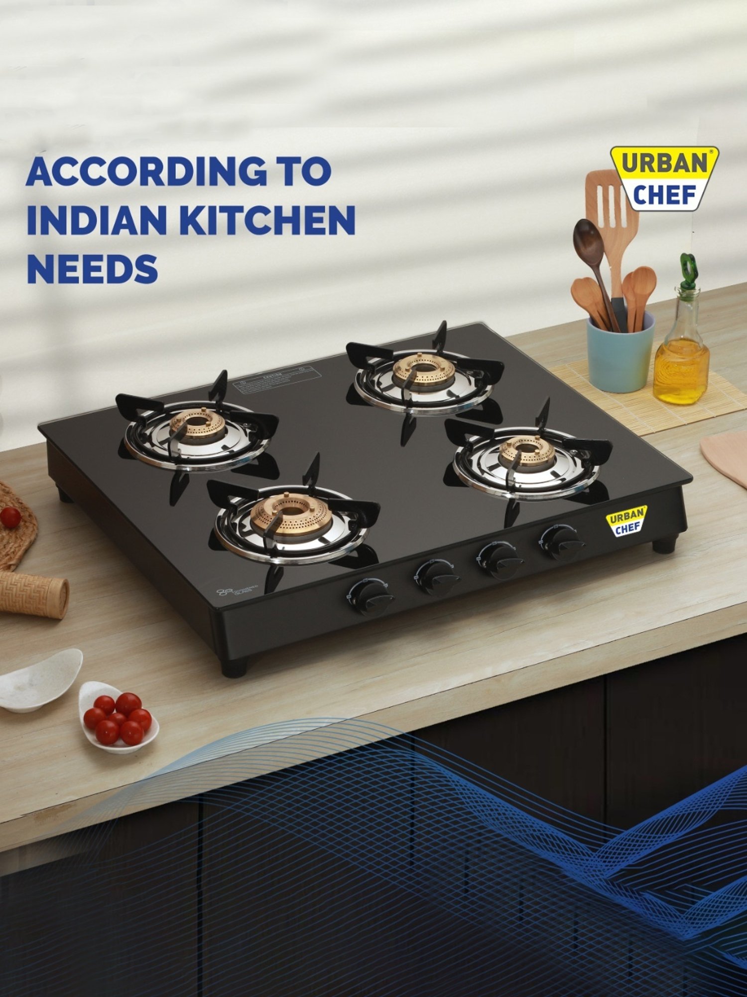 Urban Chef Gas Stove with 4 burners ( Black )