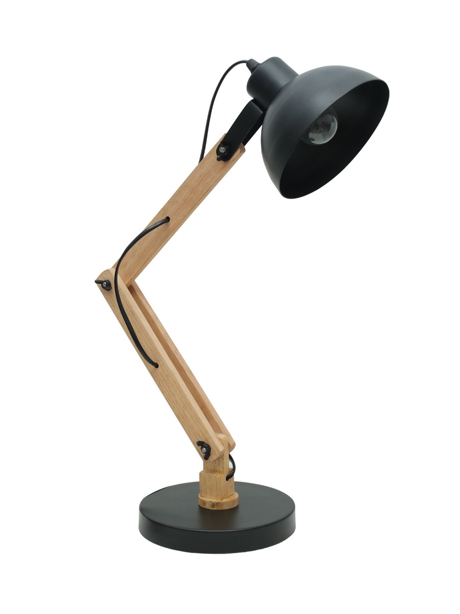 Homesake Black Wood Swing Arm Desk Lamp (Bulb not included)