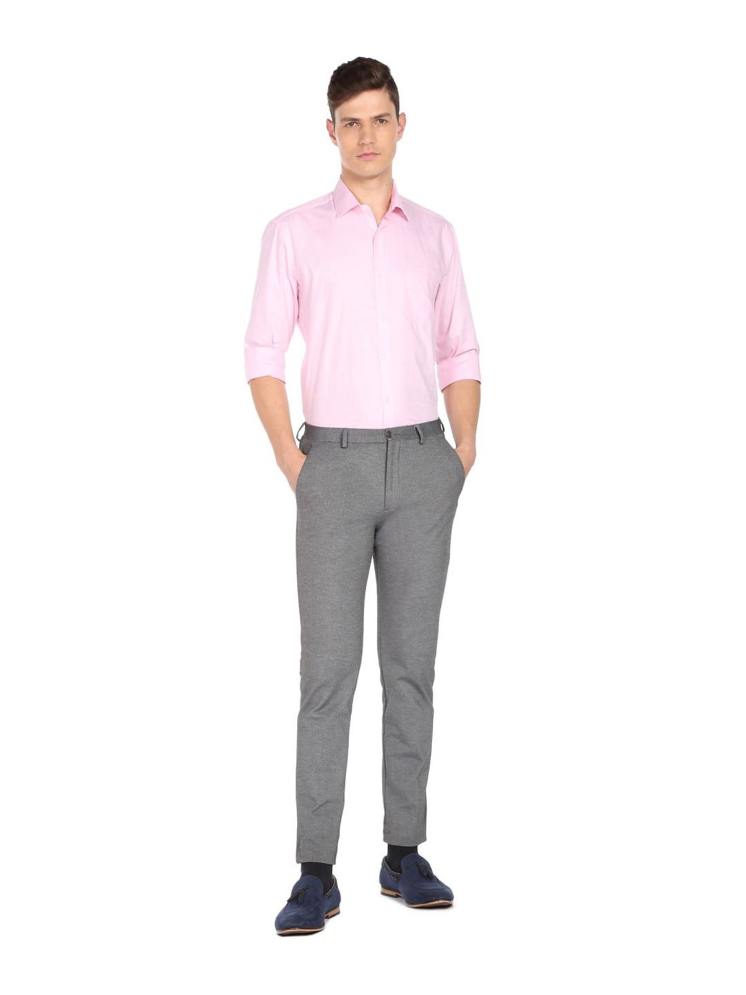 Arrow Medium Pink Cotton Slim Fit Texture Shirt