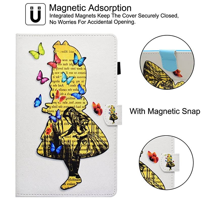 Case for  Kindle Fire 7 (5th Generation, 2015 Release) - Synthetic Leather Magnetic Closure Stand Cover with Card Slots for 2015 Fire 7" Display ONLY, Girl Shadow