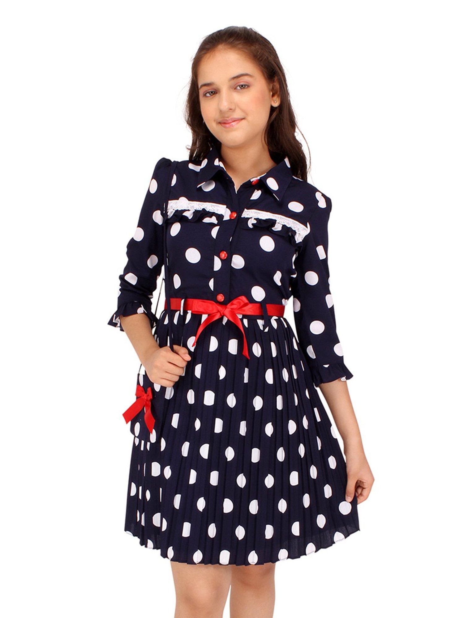 Cutecumber Kids Navy Printed Dress with Sling Bag