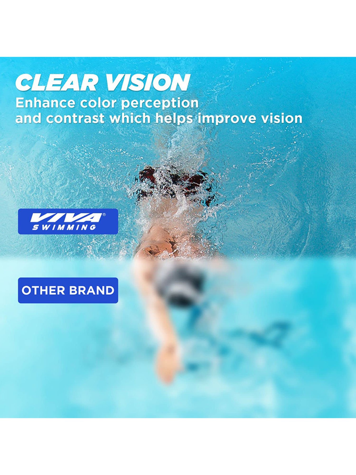 Viva Swimming Counrty High Performance Double Silicone Strap Anti Fog Googgle (Multicolor)