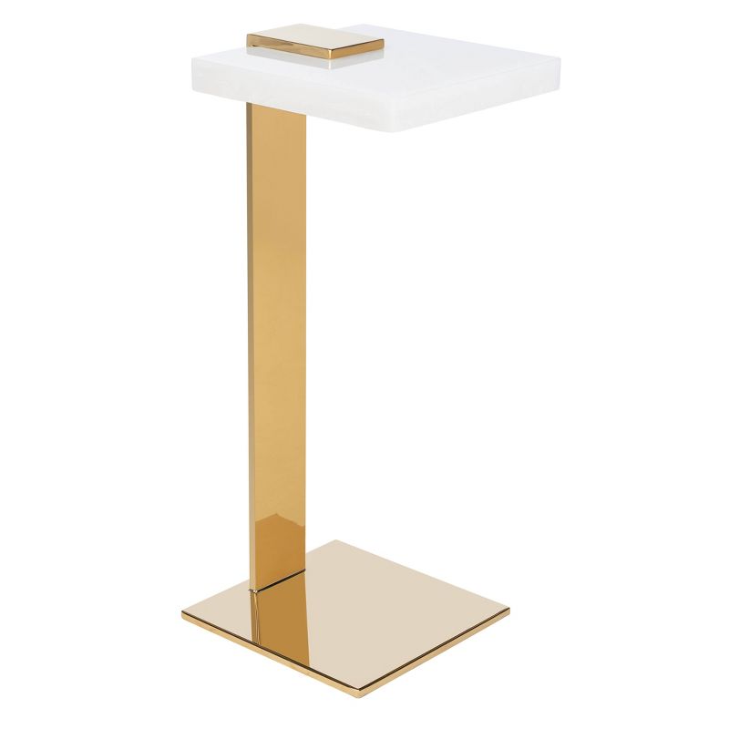 Mars Acrylic Drink Table White/Brass - Safavieh