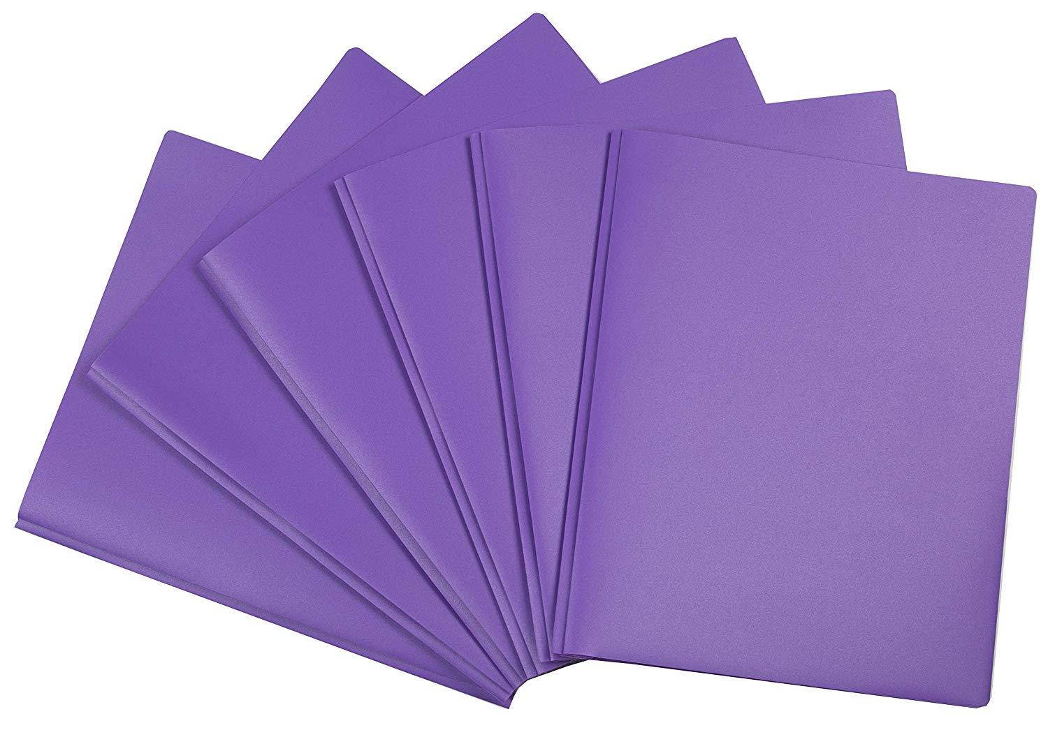 2 Pocket Plastic folders with 3 Prong Fasteners (Pack of 3) (Purple)