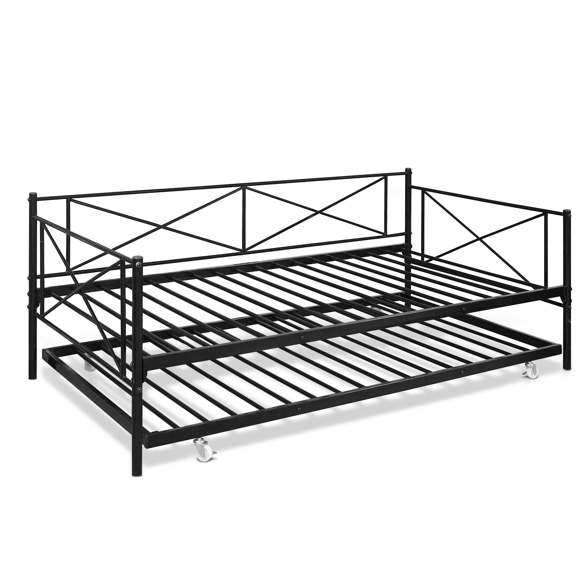 Furinno Angeland Carca Metal Daybed and Trundle, Twin Size, Black