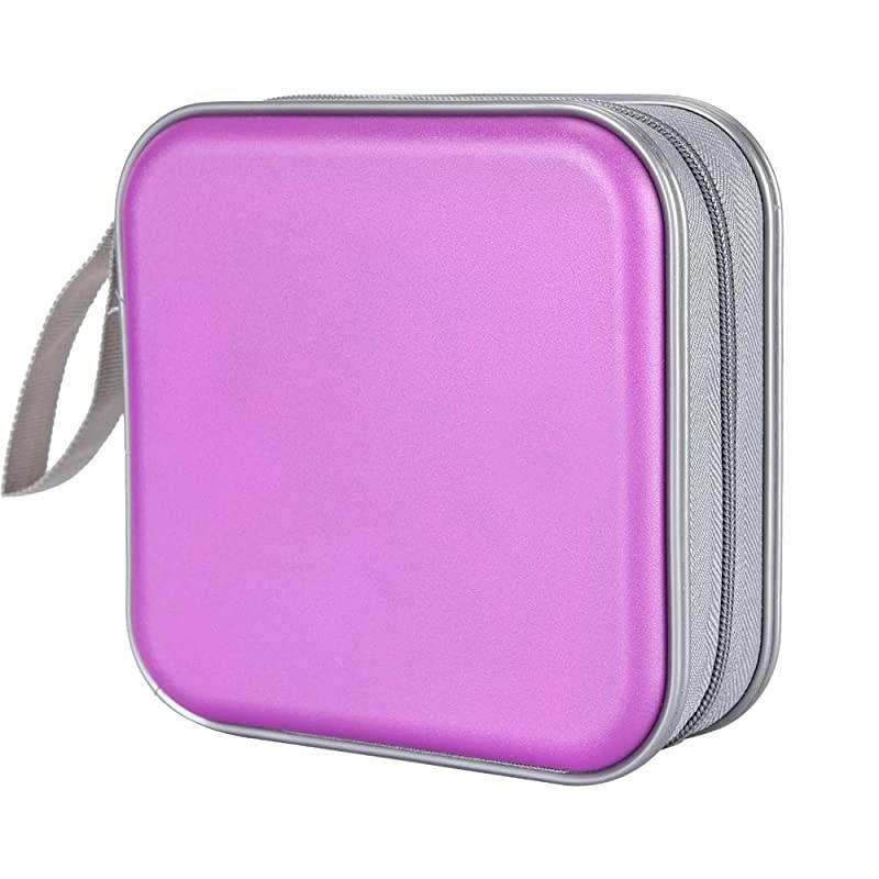 CD Case, 40 Capacity CD DVD Heavy Duty Wallet Storage Organizer Holder VCD Binder Bag Album Booklet (A-Purple)