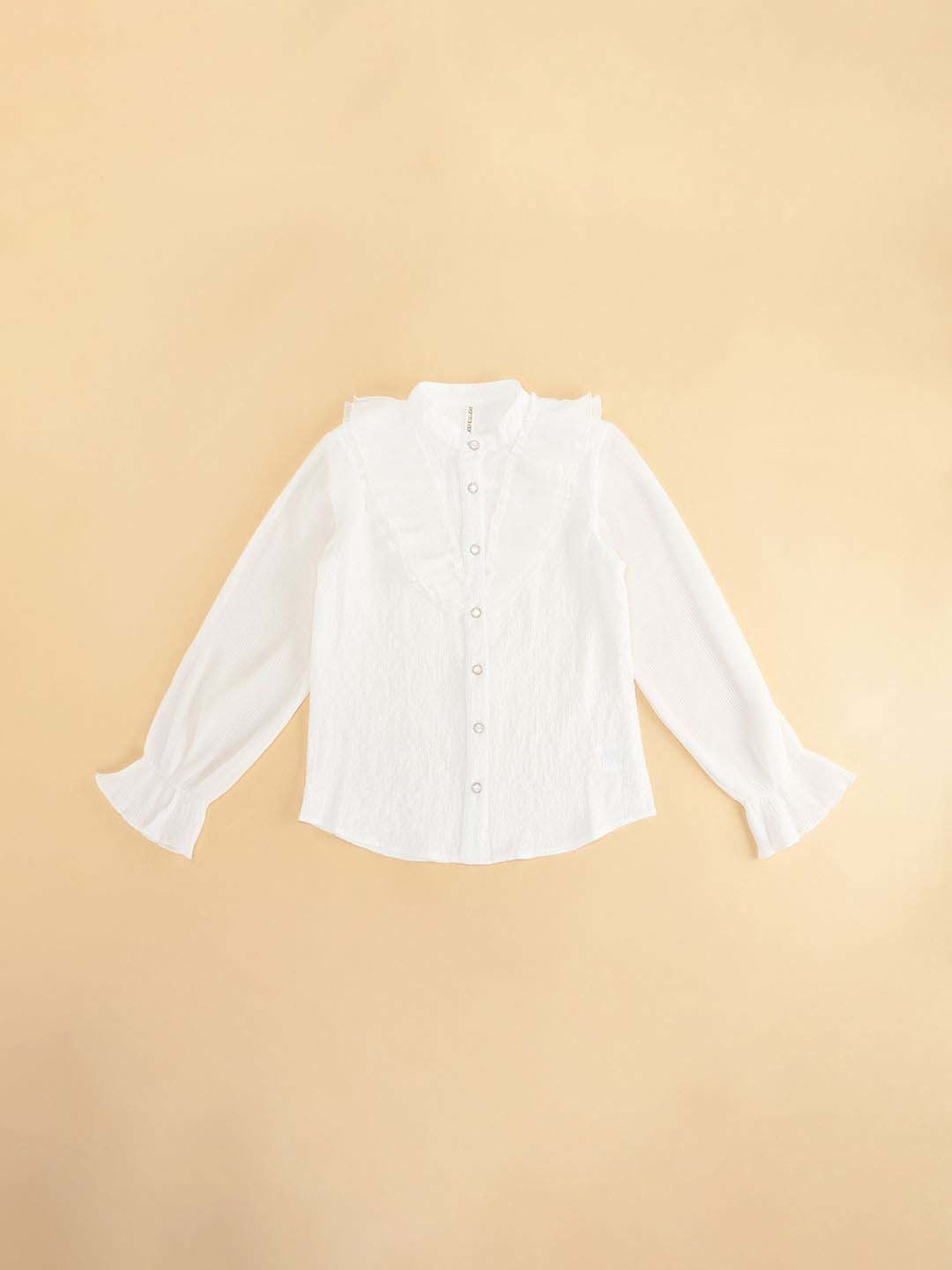 Pantaloons Junior Off-White Cotton Regular Fit Full Sleeves Top