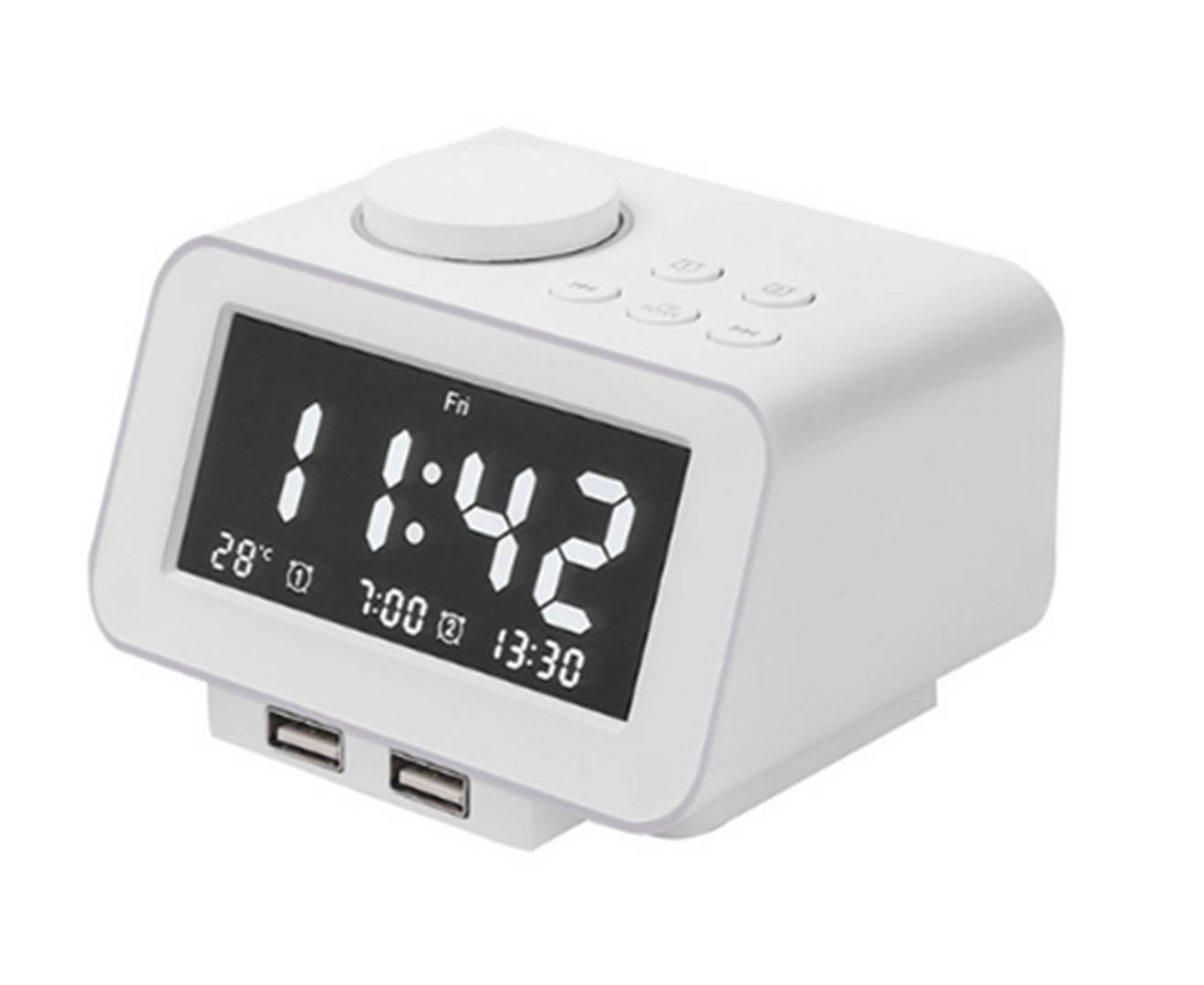 Select Mall Multifunctional Electronic Alarm Clock Creative Digital Smart Bedside Alarm Clock Radio Suitable For Bedroom