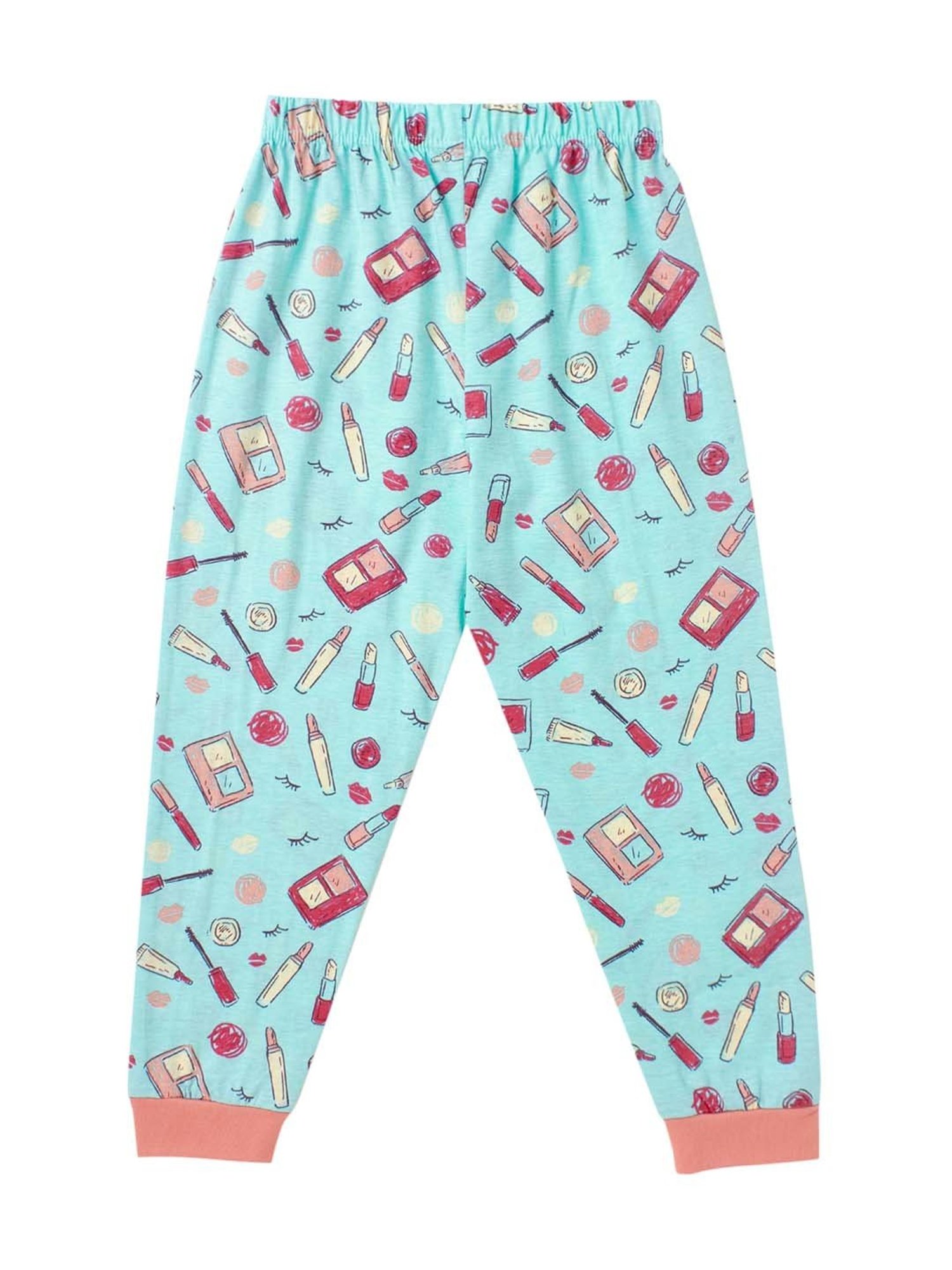 Cub McPaws Girls Blue & Pink Cotton Printed Full Sleeves T-Shirt Set