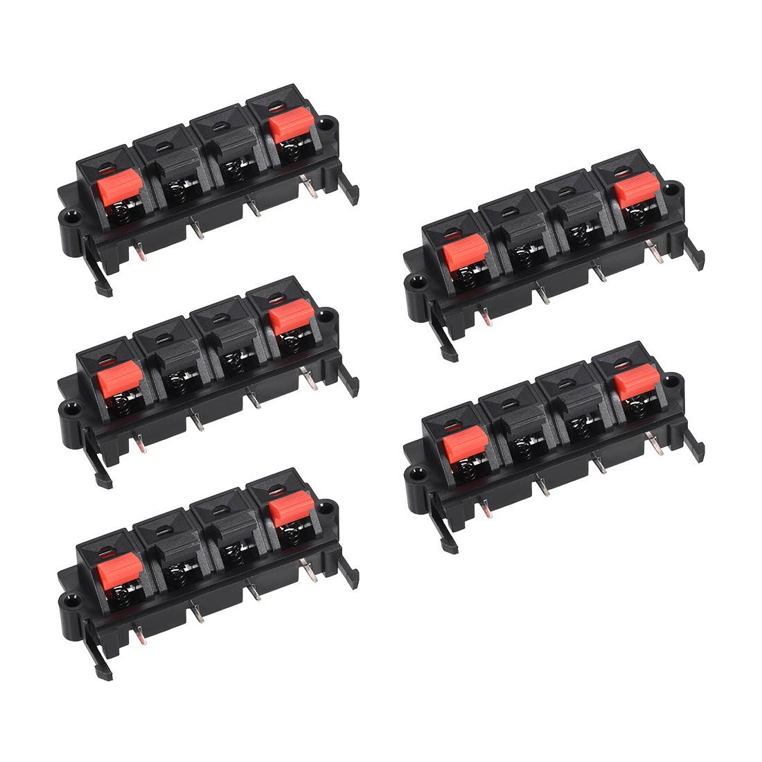 4 Way Spring Speaker Terminal Clip Push Release Connector Audio Cable Terminals Strip Block WP4-19 5Pcs