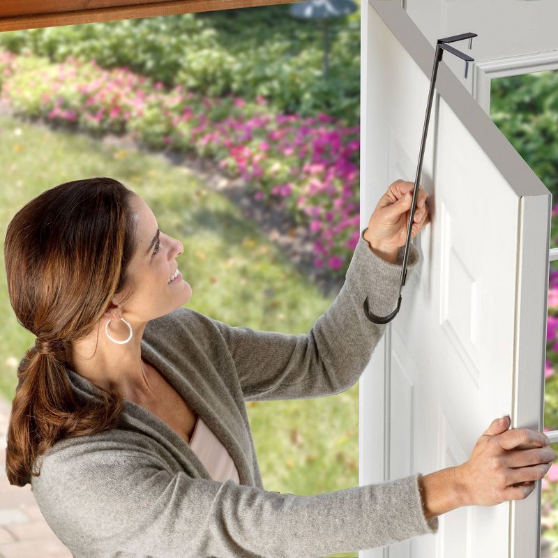 Haute Decor Christmas Adapt Adjustable Top & Bottom Wreath Hanger Brushed Nickel