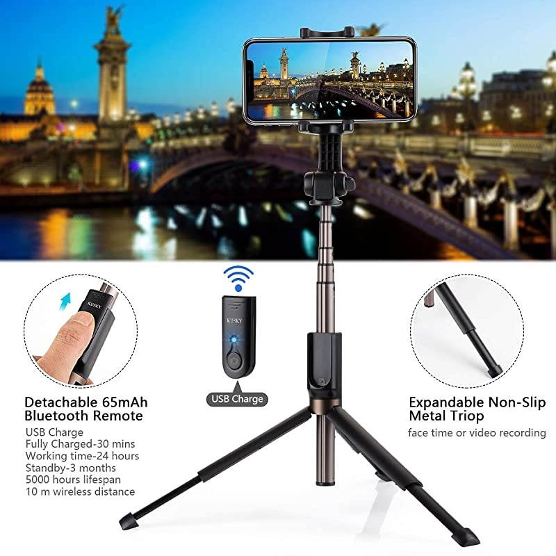 Selfie Stick Bluetooth, Professional Selfie Stick Tripod,Wireless Remote Extendable Selfie Stick and Tripod for iPhone11 12 Xs MAX/XR/XS/X/iPhone 8/8 Plus/iPhone 6/Galaxy S9/S9 Plus/Note 8 Google