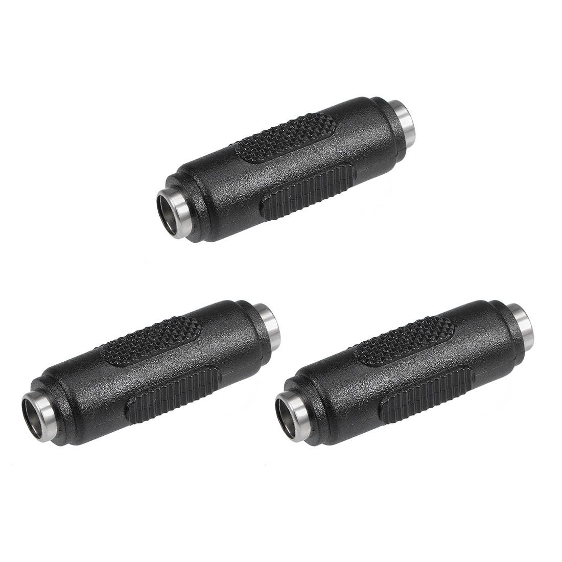 3Pcs DC Female to Female Connector 5.5mm x 2.1mm Power Cable Jack Adapter Black
