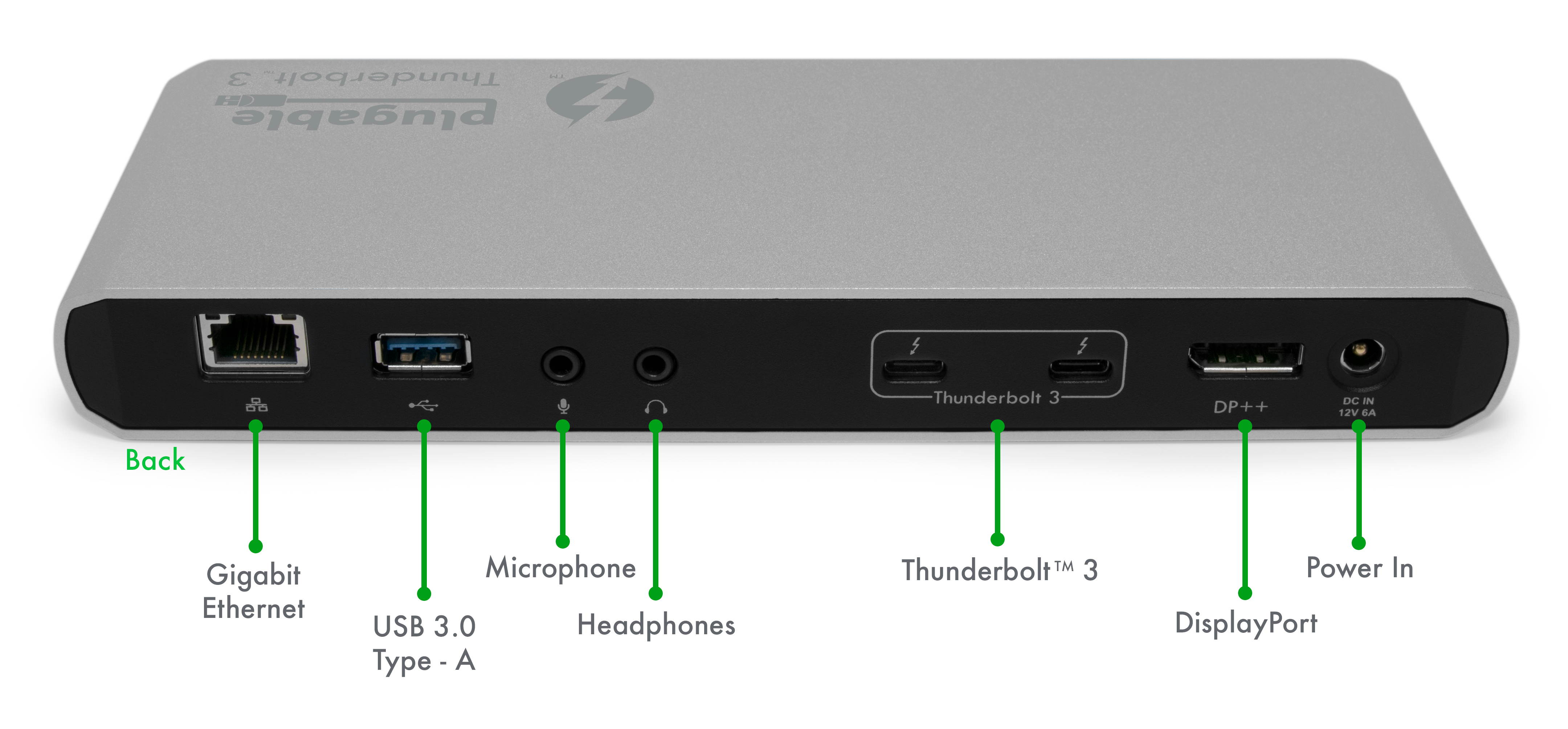 Plugable Thunderbolt 3 Dock, Enables Extra Displays, Wired Network, Audio, and More USB Ports, Compatible with Thunderbolt 3 Macs and PCs (4K DisplayPort or HDMI Display, No Host Charging)