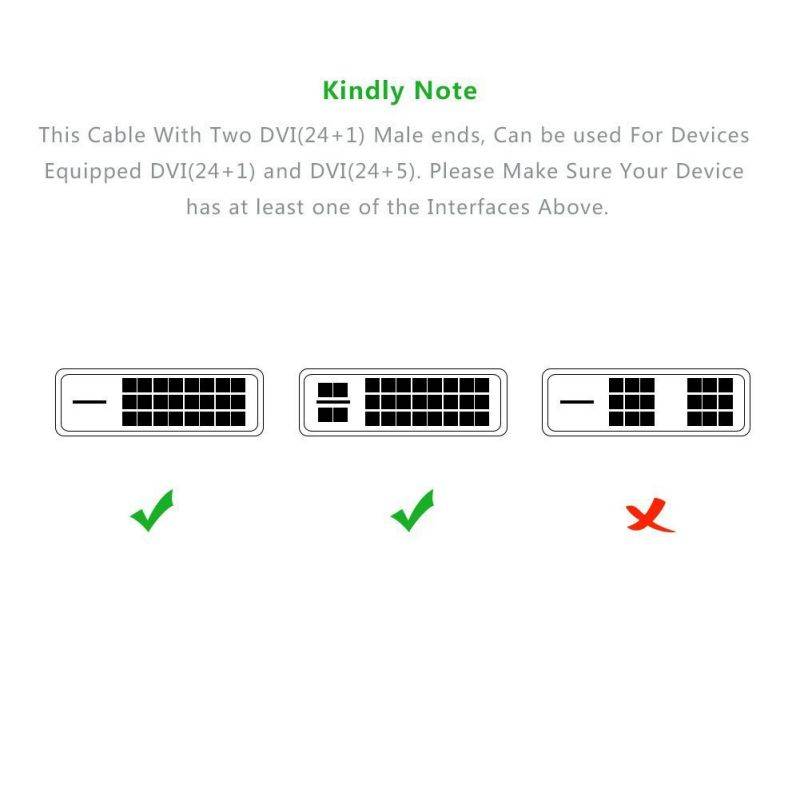 Ugreen (9.84ft/3m)DVI Extension cable,  DVI-D 24+1 Dual Link Male to Male Digital Video Cable Gold Plated with Ferrite Core Support 2560x1600 for Gaming, DVD, Laptop, HDTV and Projector 11607