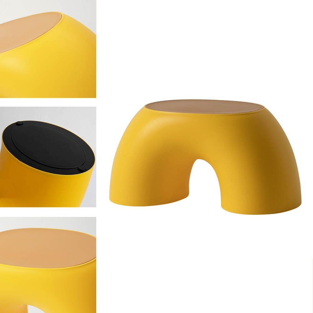 1Pc Annular Small Stool Simple Anti-slip Low Stool Shoes Wearing Stool Comfortable Stool for Home Office (Yellow)