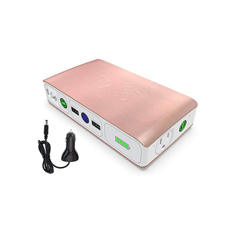 Bolt Wireless Laptop Power Bank 44400 mWh Portable Phone Laptop Charger Car Jump Starter with AC Outlet and Car Charger Rose Gold 114494