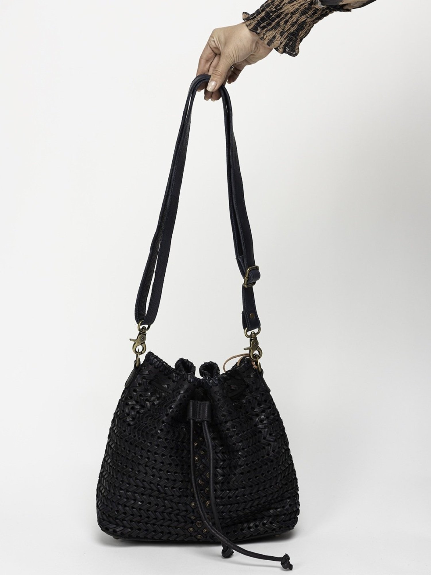 Art N Vintage Joelle Black Leather Textured Small Sling Handbag