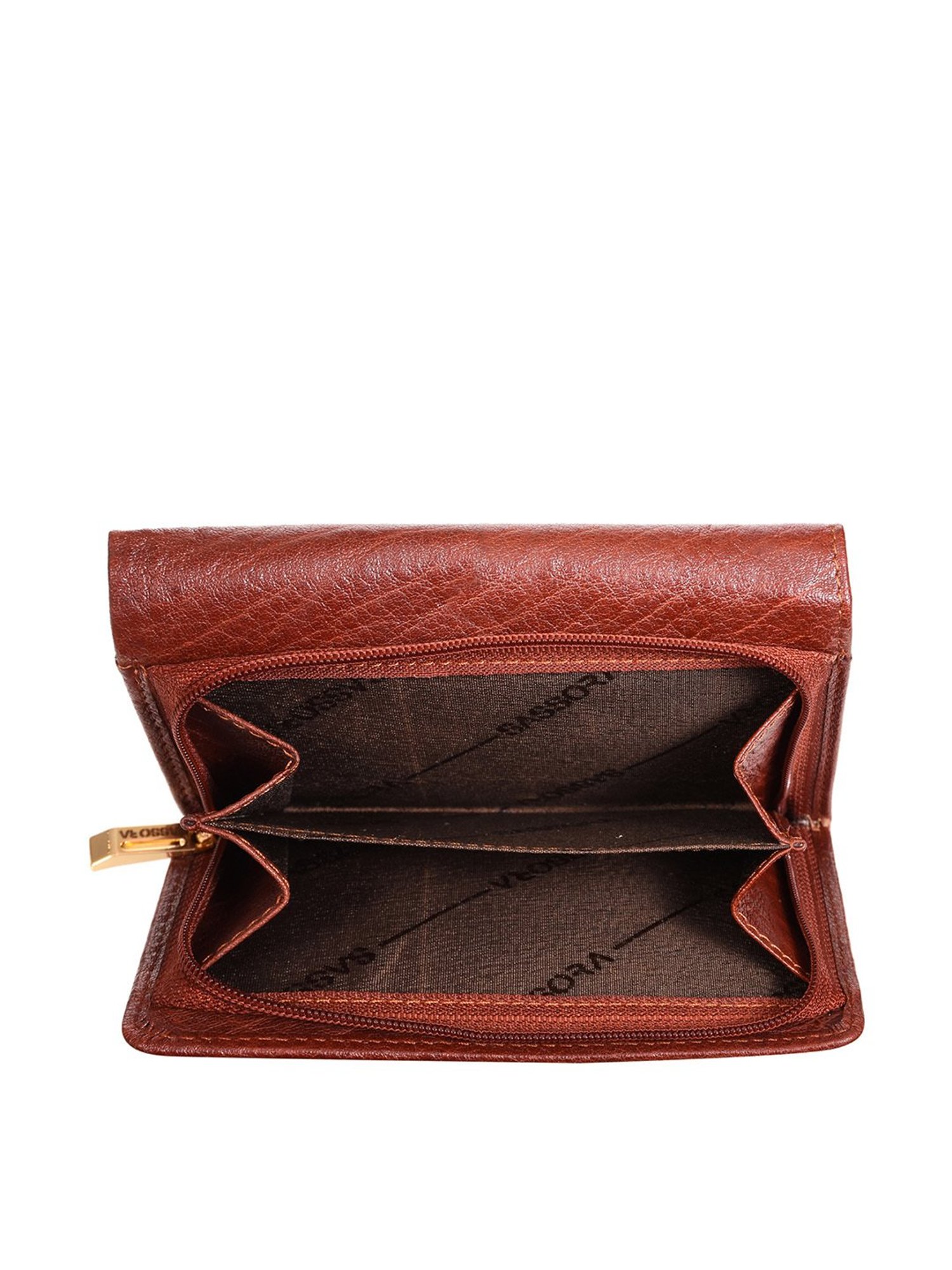 SASSORA Brown Solid Rfid Tri-Fold Wallet for Women