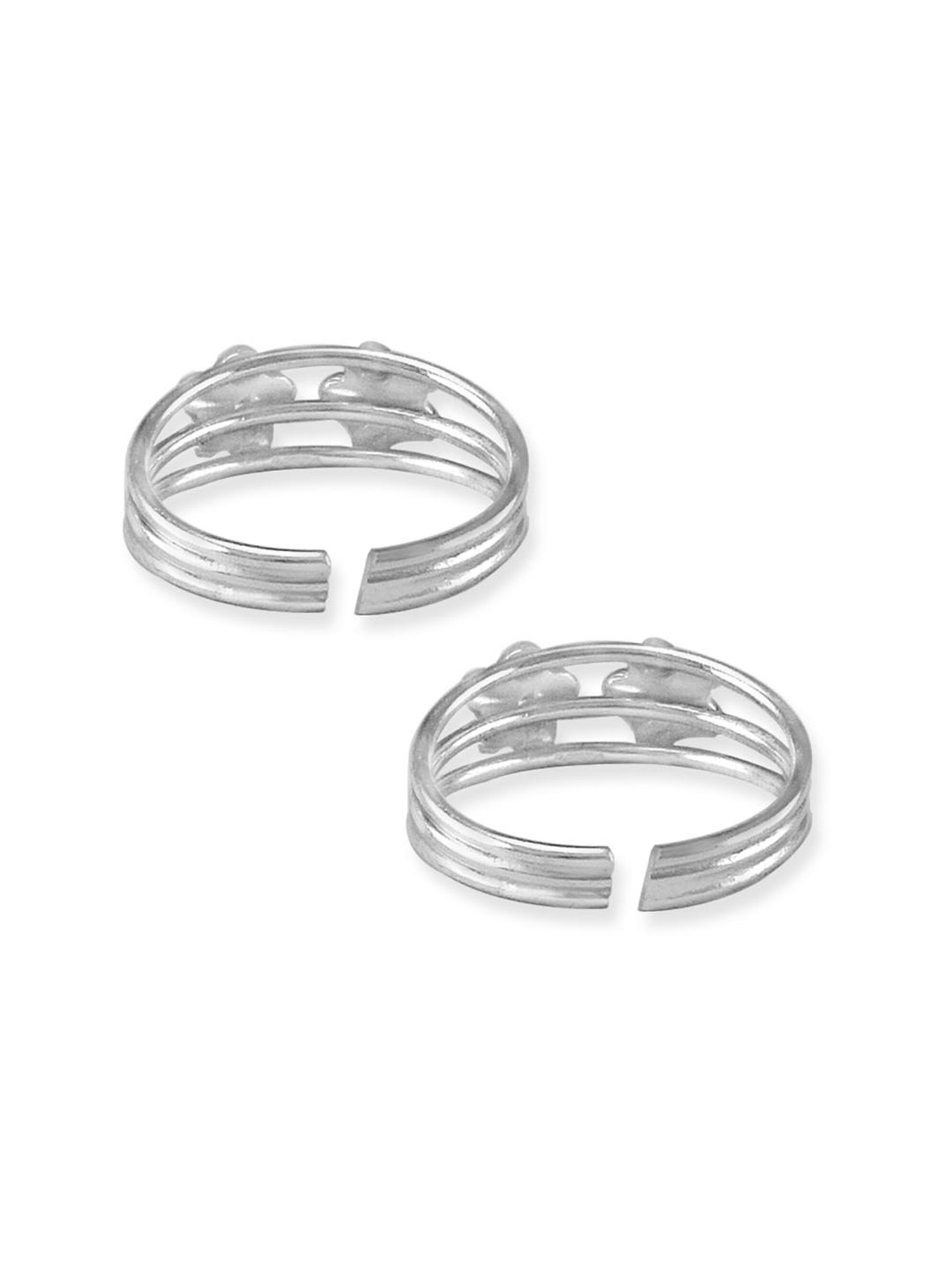 Taraash 92.5 Sterling Silver Floral Toe Rings for Women