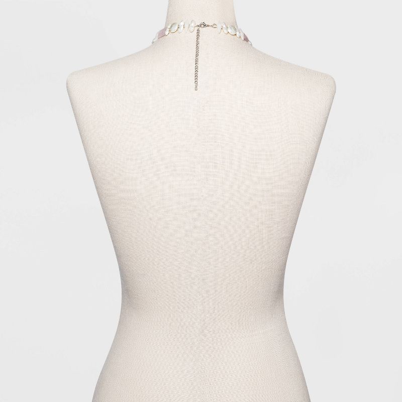 Rhodium and Pearl Bead Station Necklace - A New Day™ Silver